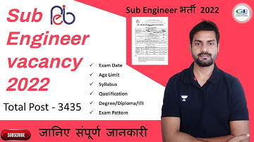 MP PEB Sub Engineer vacancy 2022|| notification Out || Qualification, Age, Salary, exam date