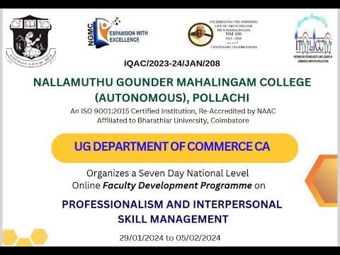 Seven Day National Level online FDP on"Professionalism and Interpersonal Skill Management"