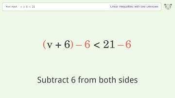 Solving Linear Inequalities: v+6 is Smaller Than 21