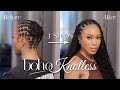 New versatile crochet boho knotless braids  highly requested all boxes