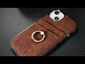 Retro leather wallet card holder phone case cover ring kickstand for iphone  samsung