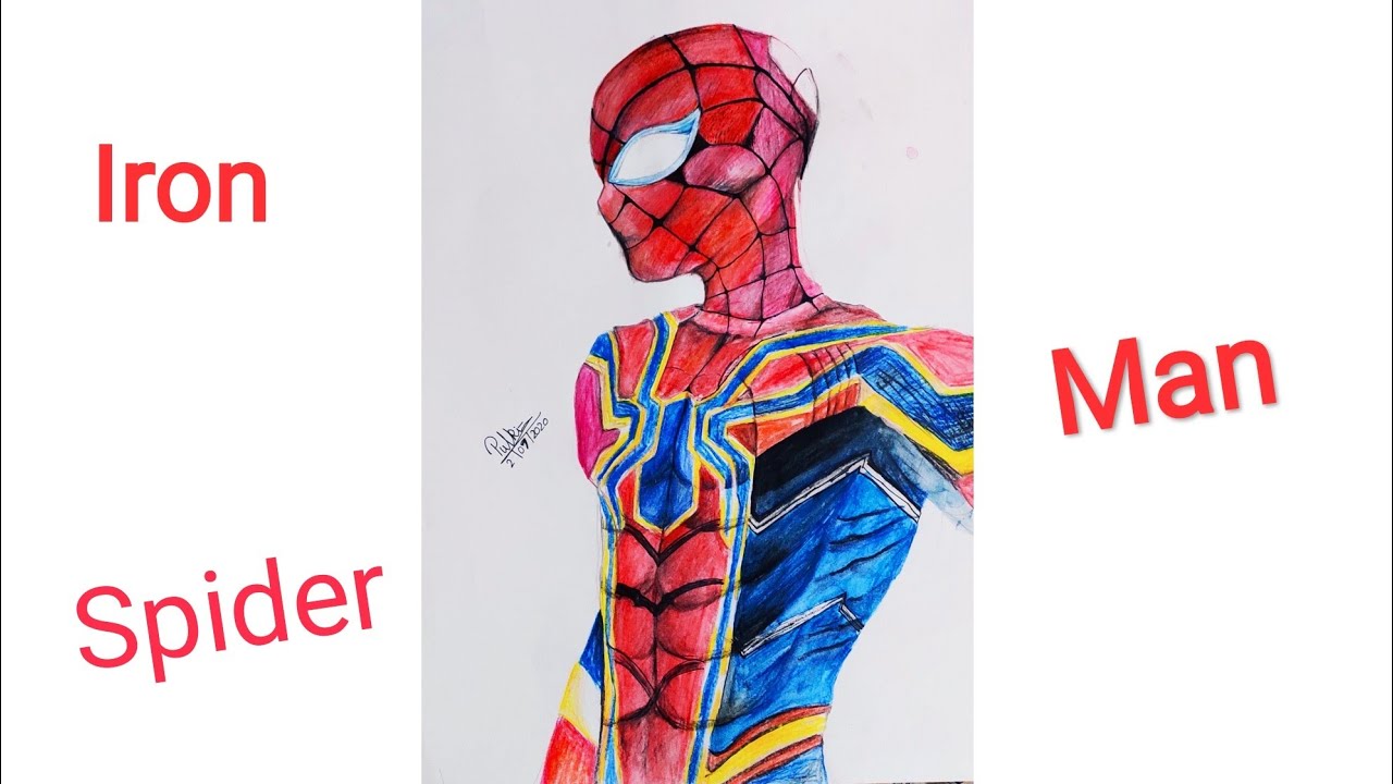 Drawing of Iron Spider man - YouTube