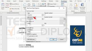 Insert a textbox as form field allowing user to enter only numbers on the right of the License...
