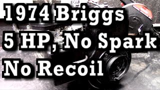1974 Briggs & Stratton 5HP Find, New Carb, No Spark, No Recoil by fnaguitarplayer9 493 views 6 months ago 11 minutes, 41 seconds