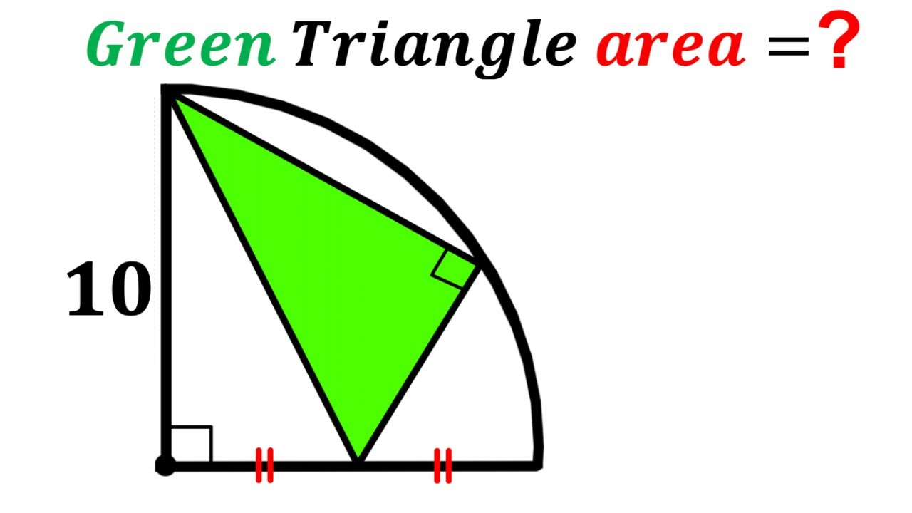 Can you find area of the Green shaded triangle? | (QuarterCircle) | # ...
