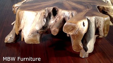 4Ft Wide Solid Teak Root Stump Rustic Coffee Table MBWJRF011-N