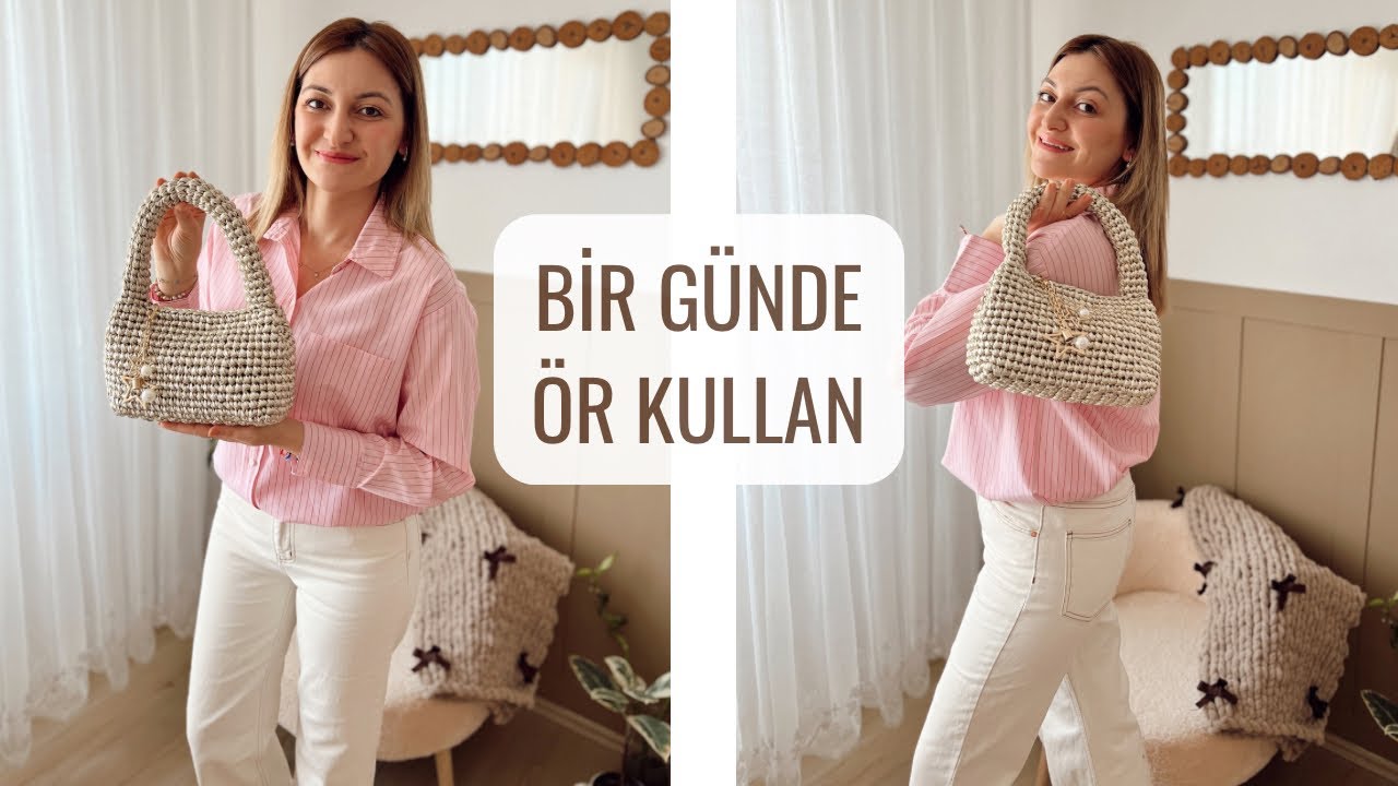DERİ GÖRÜNÜMLÜ İP İLE KOLAY ÇANTA YAPIMI 🌸 #crochet