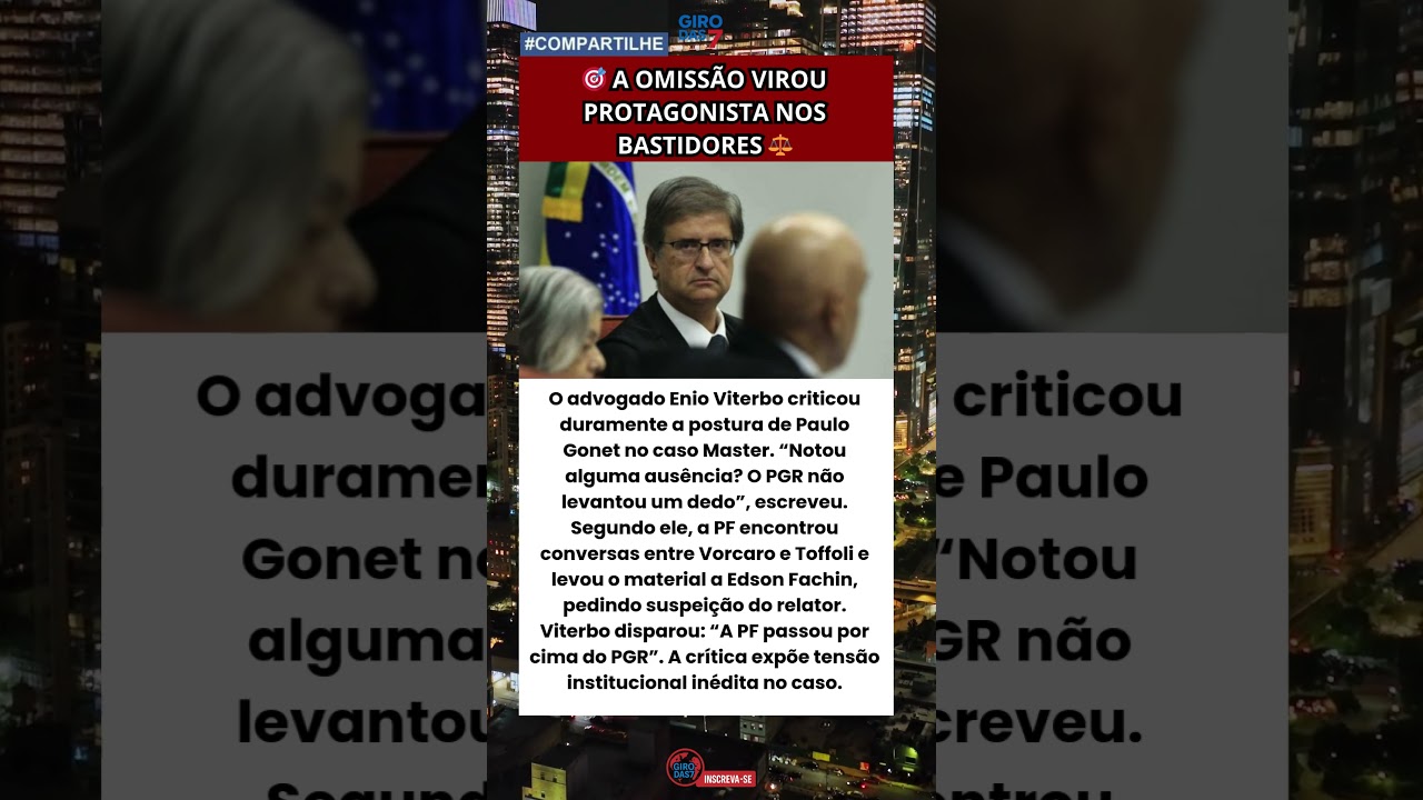 📌 PF ignora silêncio da PGR e leva caso Master direto à presidência do STF