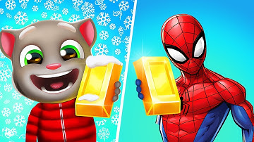 Talking Tom Gold Run VS Spider-Man Subway Surf - Tom Gold Run New Update, Talking Tom Cat Gameplay