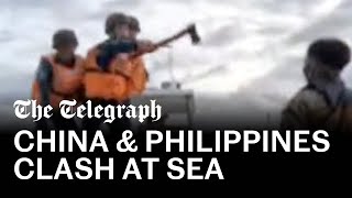 Chinese coastguard wield axes in clash with Filipino soldiers in South China Sea screenshot 5