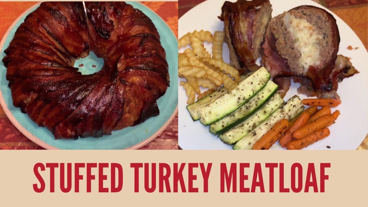 Stuffed turkey meatloaf with bacon wrapped | how to make turkey meatloaf recipe