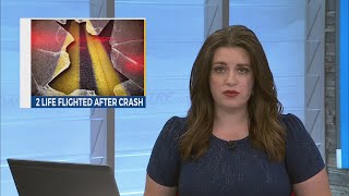 2 people life-flighted after crash in Hancock County
