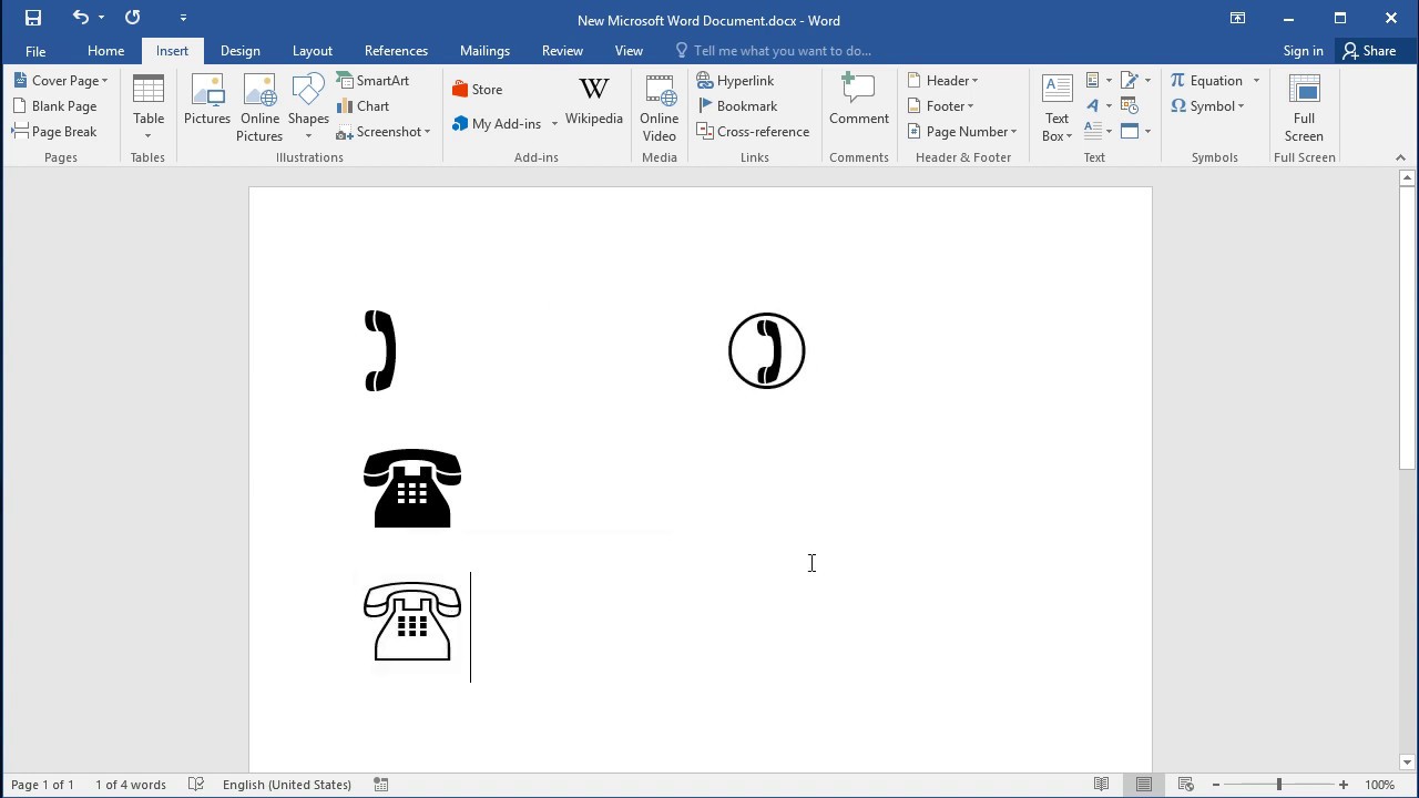 How to insert Telephone sign (symbol) in Word - YouTube