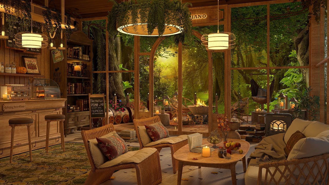 Warm March Jazz Music & 4K Cozy Coffee Shop Ambience ☕ Background Music for Relaxing and Working
