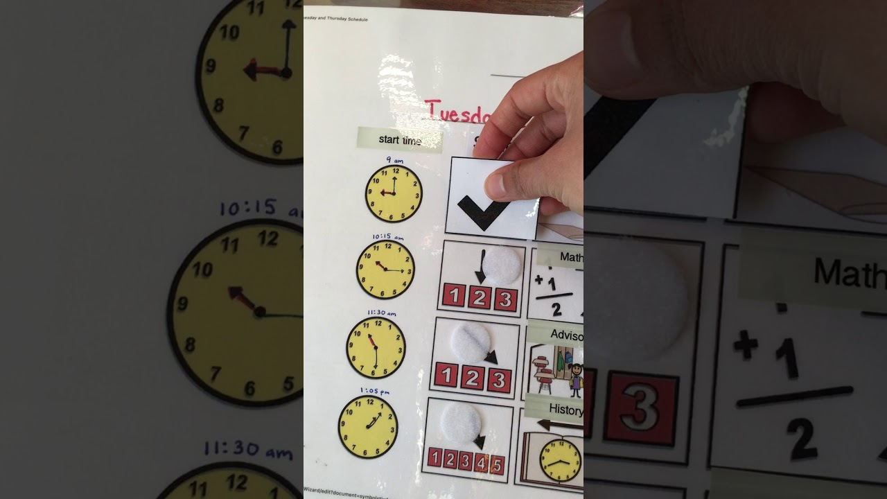 Tuesday & Thursday Visual Schedule