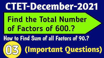 How to Find total Number of Factors and Sum of Factors | CTET/UPTET-2021 Online Exam