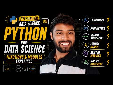 Python Functions & Modules Explained in Hindi🔥|Python for Data Science #5|Complete Beginner Tutorial