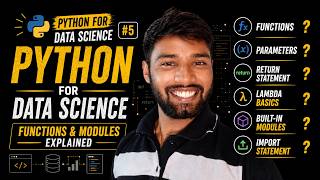 Python Functions & Modules Explained in Hindi🔥|Python for Data Science #5|Complete Beginner Tutorial
