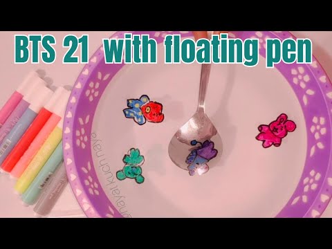 BTS 21 cartoon character with floating pen//magical pen #youtube  #floatingpen #bts #btsarmy #craft