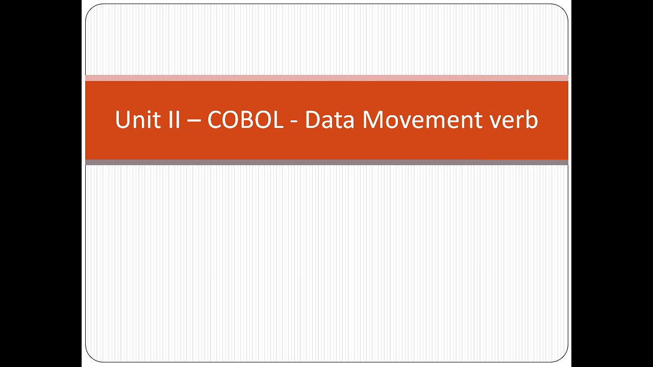 COBOL Data movement verb YouTube