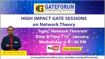 High Impact GATE Sessions on Network Theory by Sumit Sir I Network Theorems I EC EE & IN