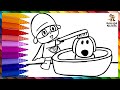 Dibuja y Colorea A Pocoyó Bañando A Loula 👶🦸‍♂️🛁🐶 Dibujos Para Niños