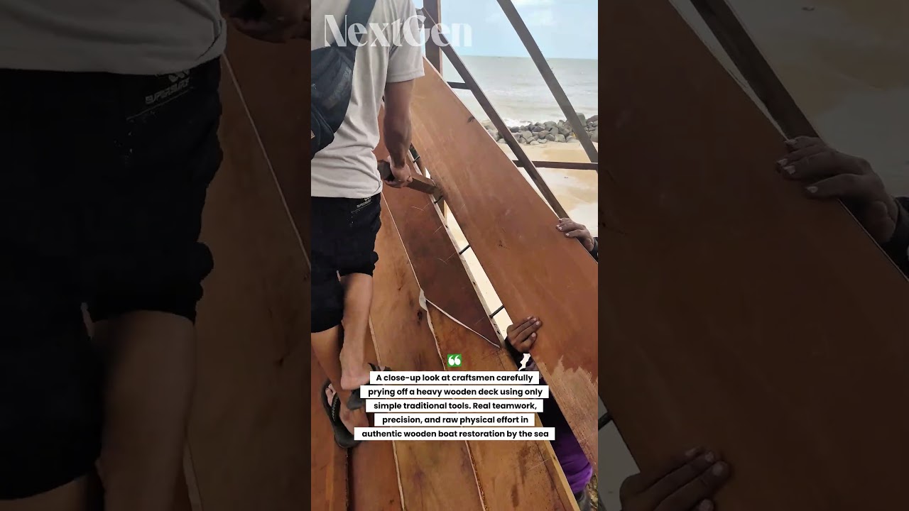 Removing a Wooden Ship Deck by Hand | Traditional Boat Repair Without Machines