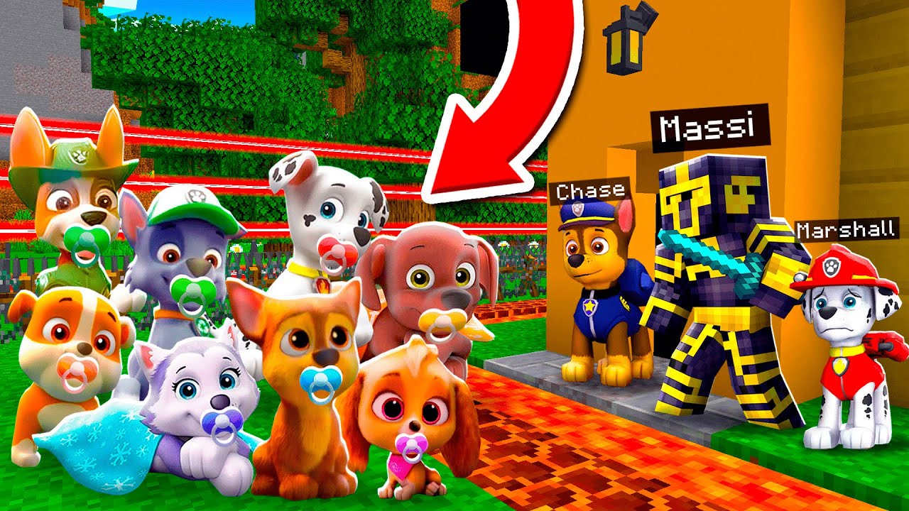 PAW PATROL ME AYUDA A DEFENDER MI CASA DE APOCALIPSIS DE BABY PAW PATROL EN MINECRAFT 😱
