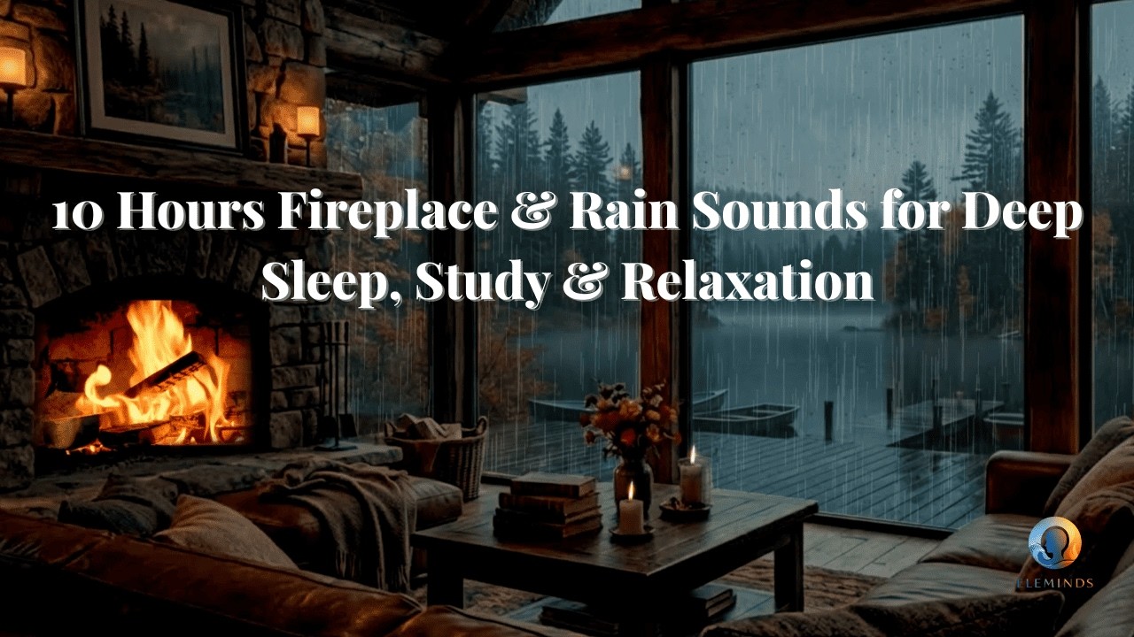 10 Hours Fireplace & Rain Sounds for Deep Sleep, Study & Relaxation