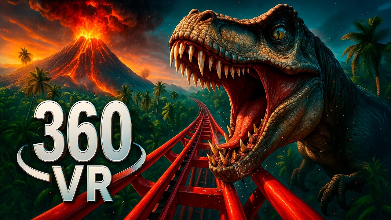 360° VR VIDEO Roller Coaster 🐾 Dinosaurs Jurassic World 3 YouTube