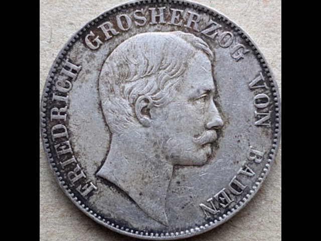1865 Baden 1Th ドイツ バーデン ターラー銀貨 - YouTube