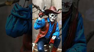 Western Skeleton Gunslinger Statue Figurine, 10" Gothic Cowboy Wild West Home Decor #christmas
