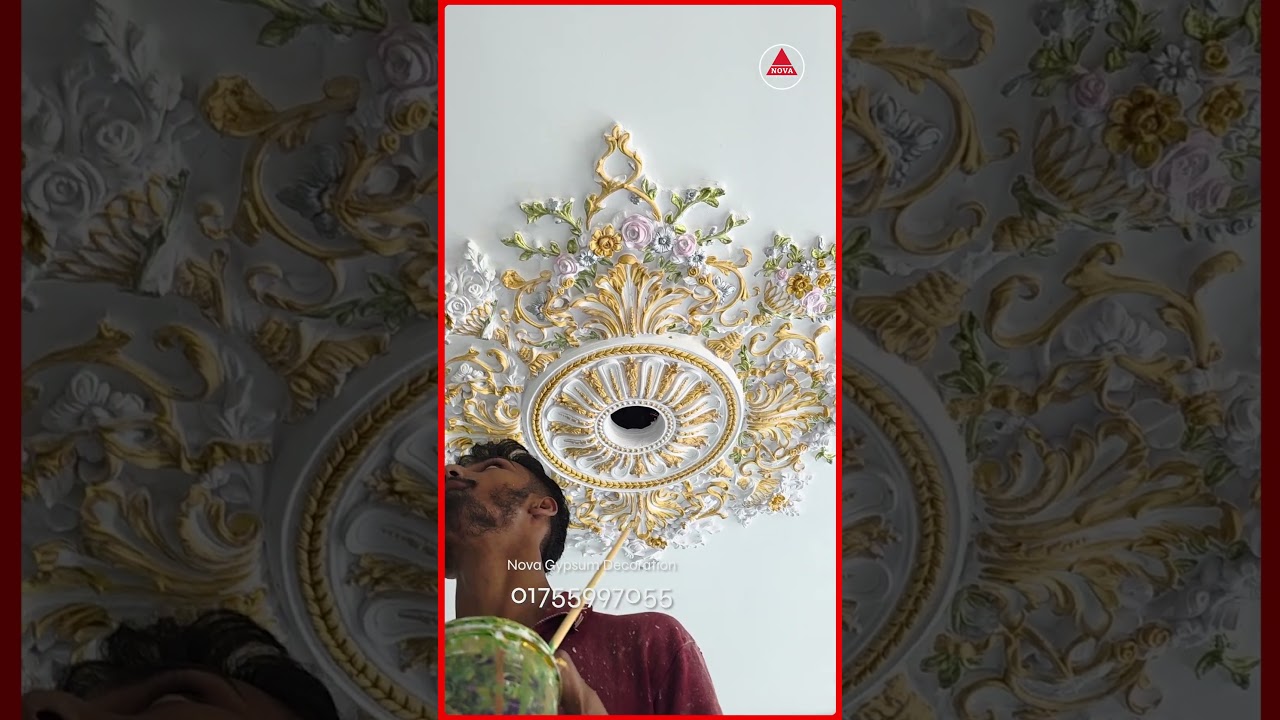 Luxury Victorian Gypsum Ceiling Design #DesignBangladesh #GoldDesign