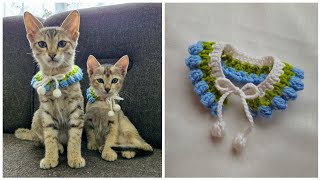 How to Crochet a Tulip Cat collar | Crochet tulip cat collar tutorial 🌷🐈 | Beginner friendly