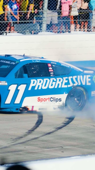 Denny Hamlin leaving rubber on the road