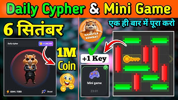 6 September Daily Cypher And Mini Game | Mini Game Puzzle Solve today | daily Cypher code today