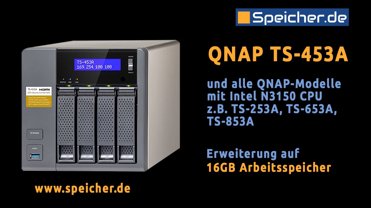 16GB Arbeitsspeicher für QNAP TS-435A, TS-253, TS-653, TS-853 