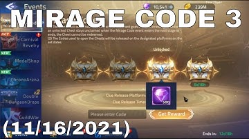 MIRAGE CODE 3 (11/16/2021)  -  500 DIAMOND ► MOBILE LEGENDS ADVENTURE