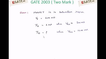 Problem on MOSFET -  GATE 2003 ECE - (Electronic Devices) - www.egate.ws