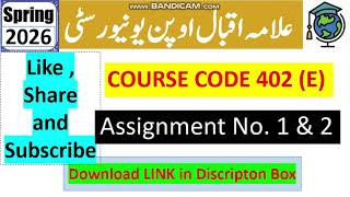 ⏩ AIOU Code 402 Solved Assignment No.1 & 2 Spring 2026 || Economics (Eng) || Bachelor BA/B.Com/ADP