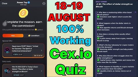 Cex.IO Quiz Answers Today 18 & 19 August | Cex.io Daily Quiz | Cex io daily combo | Cex.io daily 