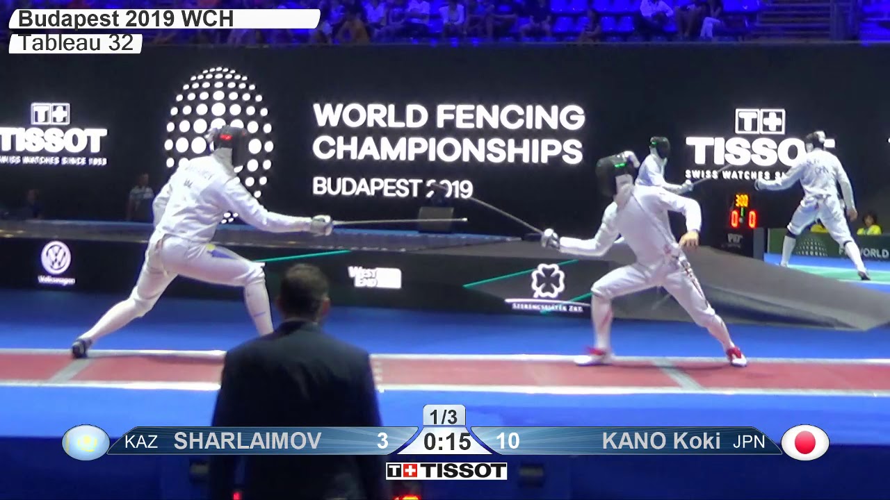 2019 242 T32 13 M E Individual Budapest HUN WCH RED KANO JPN vs SHARLAIMOV KAZ
