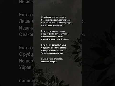 Судьба нам лишних не дает поэзия стихиожизни стихи