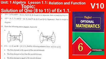 QNo(8 to11) ex1.1 #Class6PerfectOptionalMathematics U1 Algebra L1.1 Relation and Function V10