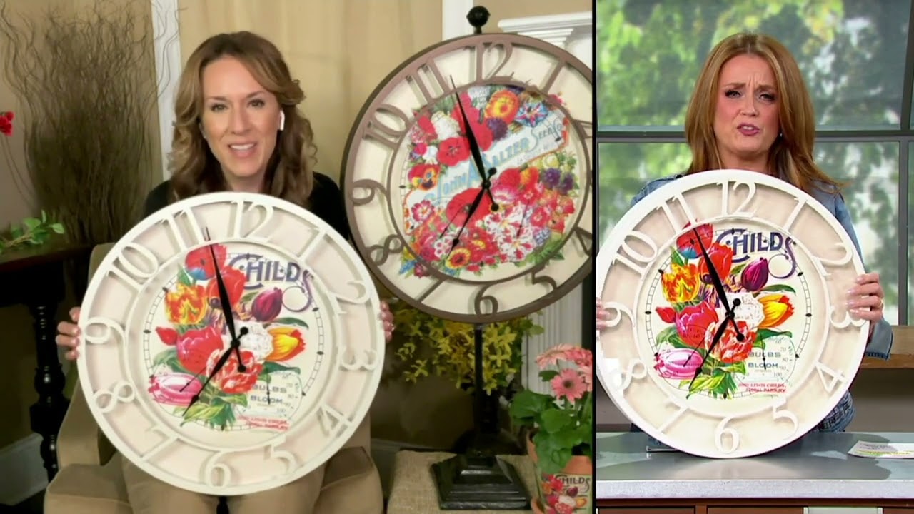 Mr. Sunshine Indoor/Outdoor 20.75" Hanging Garden Clock W/ Vintage Artwork on QVC