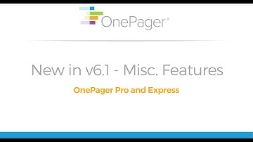 OnePager 6.1 Other New Features and Changes