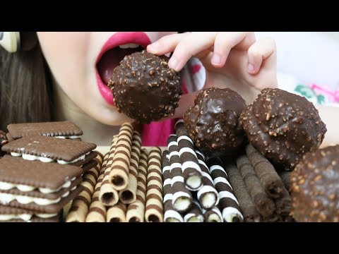 ASMR NUTELLA PUFFS + Crunchy Chocolate Rolls (Eating Sounds) No Talking