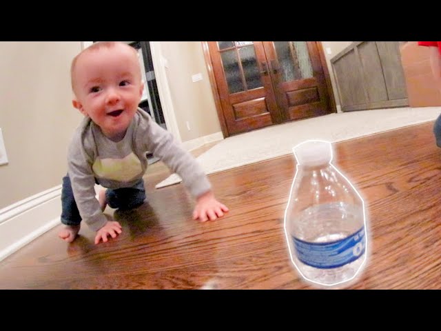 Baby bottle flip challenge  What a pro! Baby aces bottle flip