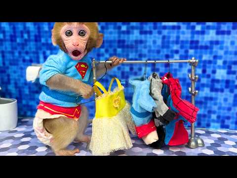 Bebe Mono BonBon Lava La Ropa Y Cosecha Ricos Hongos En La Granja - MONO BONBON ESP