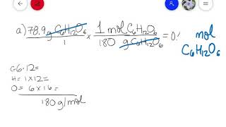 Grams to moles to molecules to atoms conversion using glucose